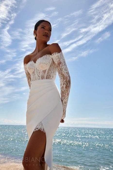 Rochie de mireasa Gabbiano 2in1 -dantela Chantilly si fusta detasabila