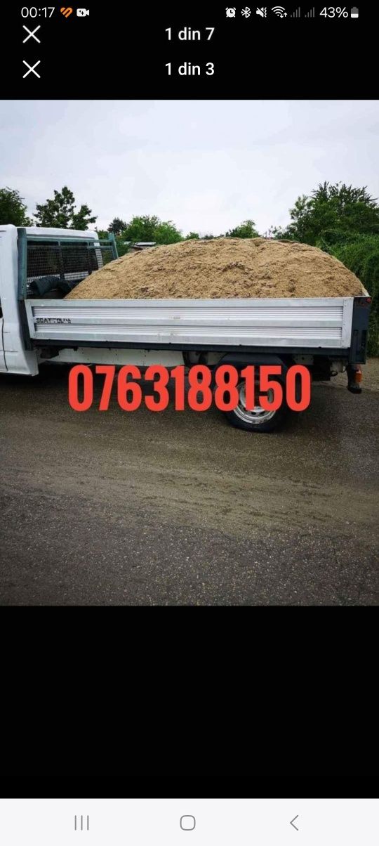 Transport nisip, balast, moloz, pământ