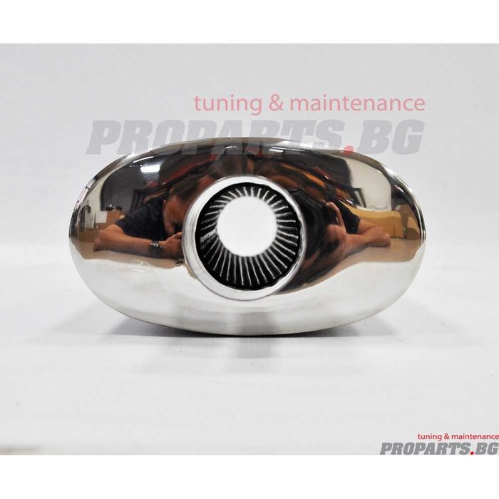 Плоско спортно гърне ауспух с един вход и един изхода 63 мм 76мм