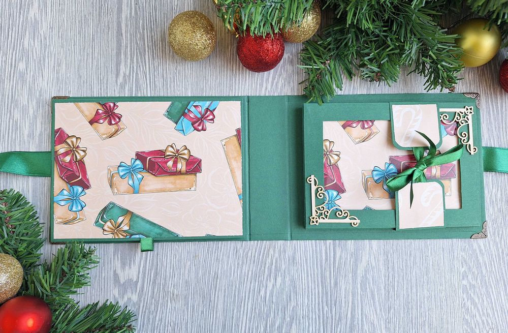 Мини скрапбук албум с коледни мотиви, ръчна изработка /57.14