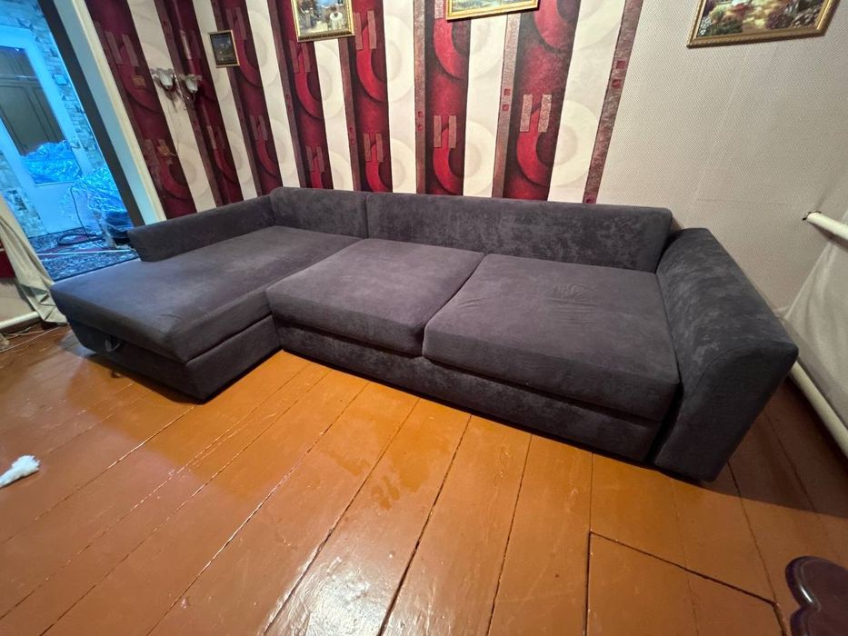 Угловой диван тик так 306 см, велюр, пружинный блок, 266×160 — отлично