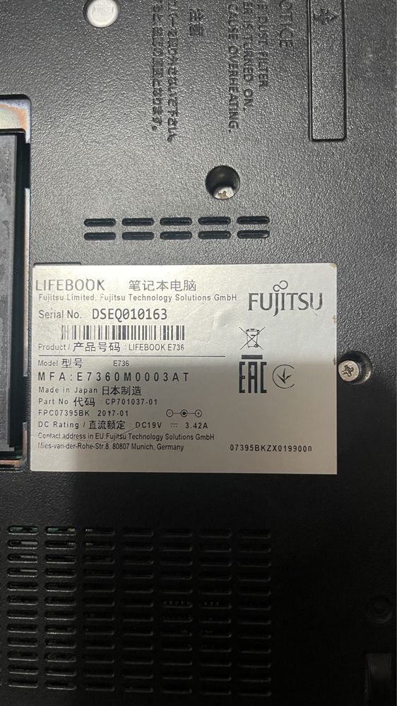Dezmembrez Laptop Fujitsu siemns U736 E734
