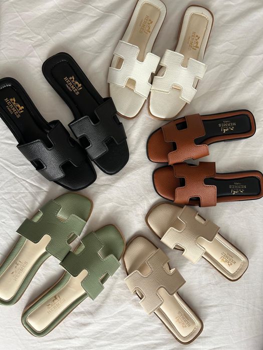 Papuci Slapi Hermes din piele marimea 36 37 38 39