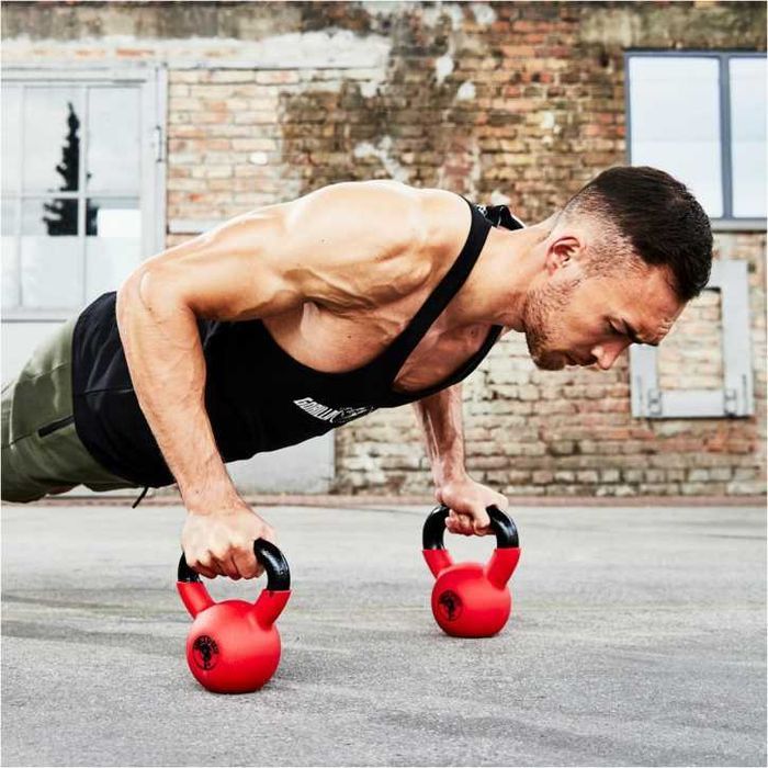 Pachet Kettlebell de fier, acoperit - 42 KG: 12 + 14 + 16 KG