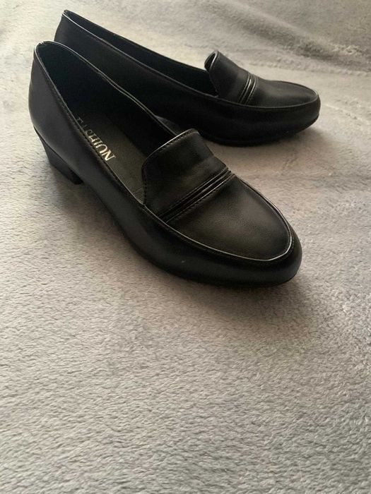 Pantofi/ Mocasini dama negri cu toc mic patrat