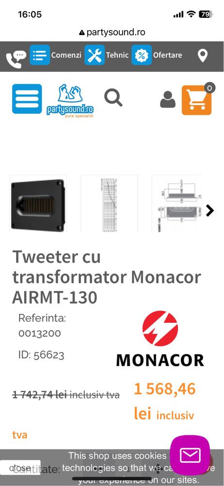 Tweeter cu transformator Monacor AIRMT-130