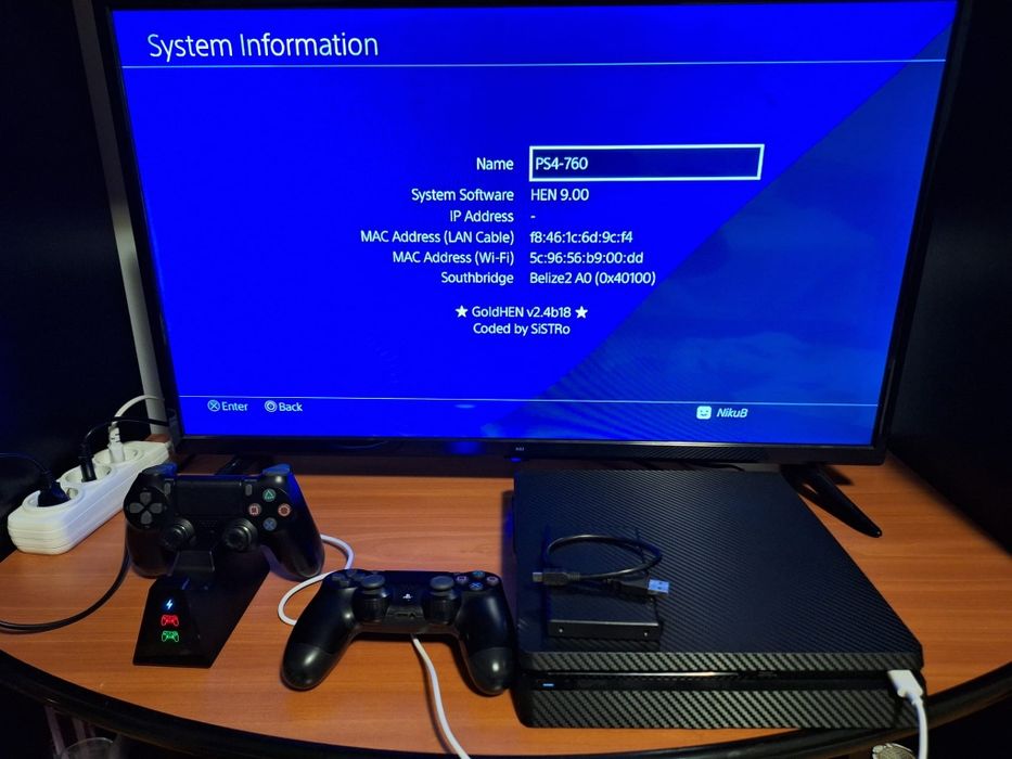 Consola PS4 Slim modat cu chip cu 1 TB +1TB hdd extern