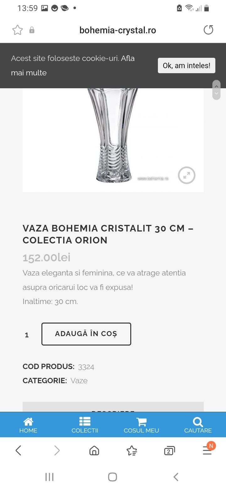 Vaza bohemia cristal