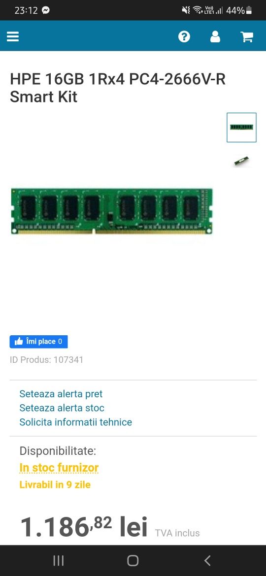 Memorie RAM 16GB DDR4 2666 MHz