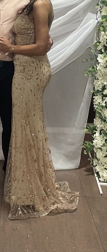 Уникална официална рокля розово злато