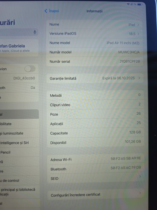 Vând ipad air 11 M2