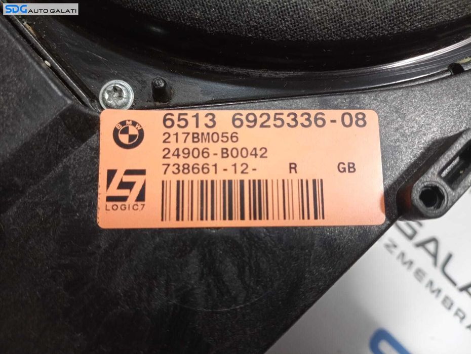 Boxa Difuzor Subwoofer Dreapta Fata Podea Logic 7 BMW Seria 3 E90 E91 2004 - 2012 Cod 6925336-08 217BM056 24906-B0042 [M3920]