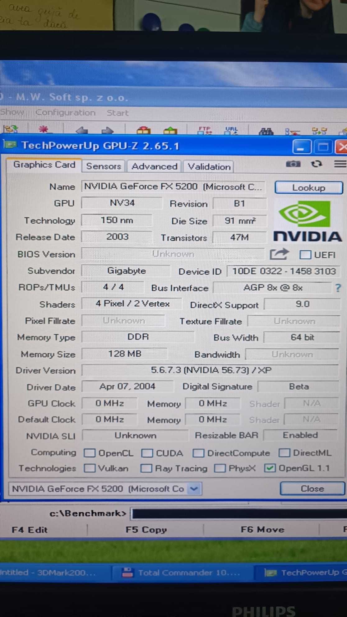 Placa video Nvidia FX5200 - 128 MB AGP