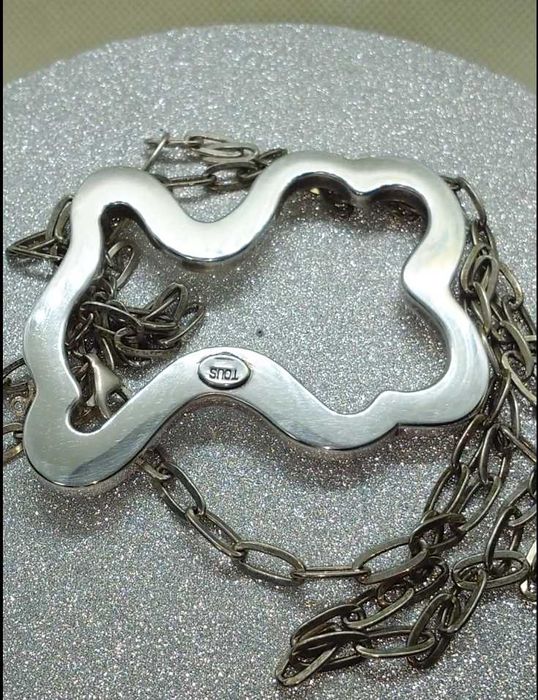 Pandantiv TOUS „ursuleț” contur mare + lanț TOUS — argint