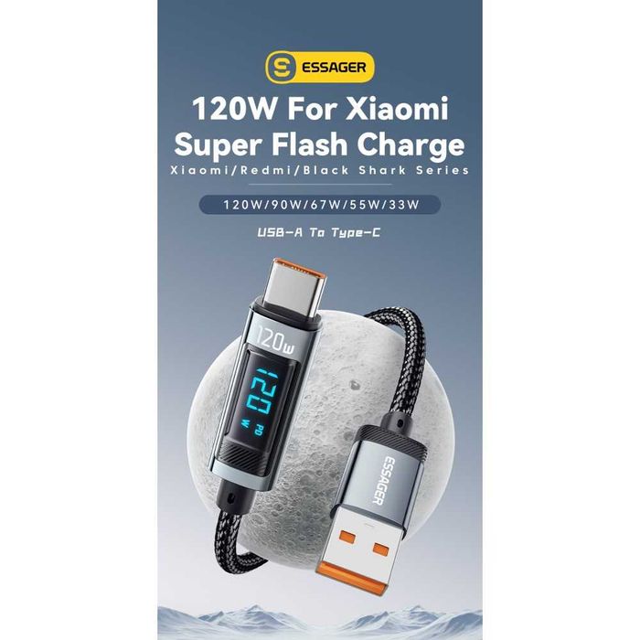 Cablu 2M 120W 6A HyperCharge TurboCharge Xiaomi Redmi/Poco/Black Shark