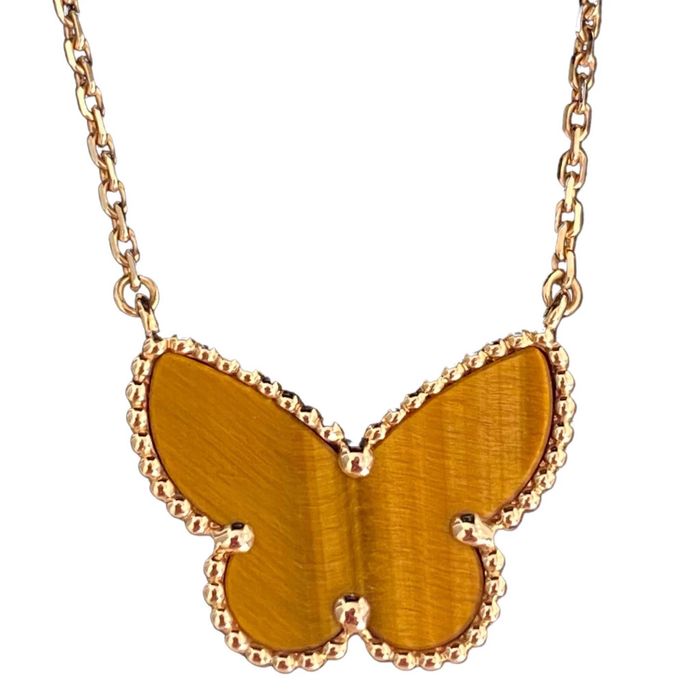 Van Cleef & Arpels VCA Lucky Alhambra Tiger Eye Butterfly Дамско Колие