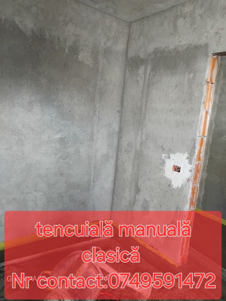 Tencuială manuală clasică/Șapă mecanizată elicopterizată