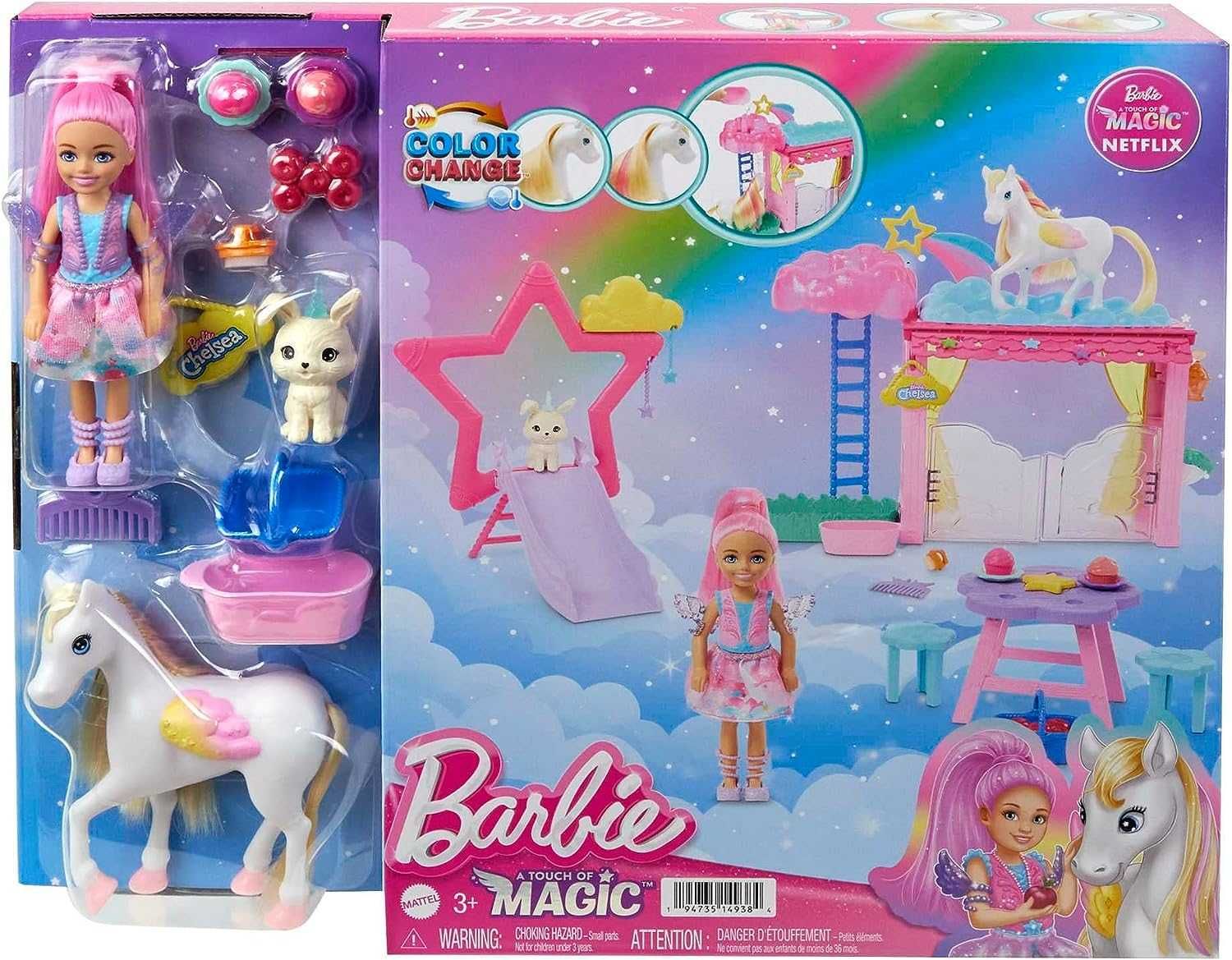 Комплект за игра Barbie Chelsea Doll and Pegasus, барби с пегасус