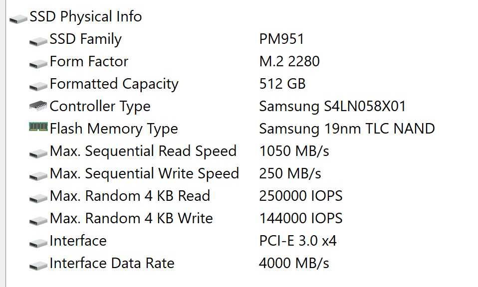 SSD SAMSUNG PM951 NVMe  512GB (S29PNXAH110264)