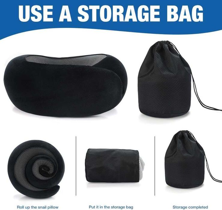 Mineup възглавница за пътуване от мемори пяна за самолет и кола черна