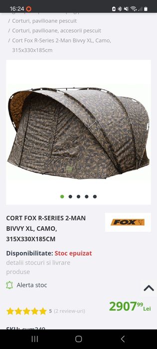 Cort pescuit fos r-series 2 man xl camo