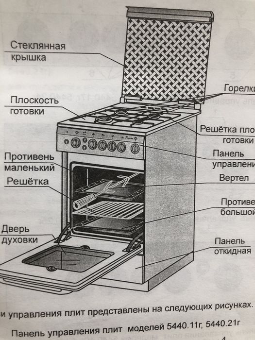 Газовая плита пр-во Россия. De luxe, 4 конфорки