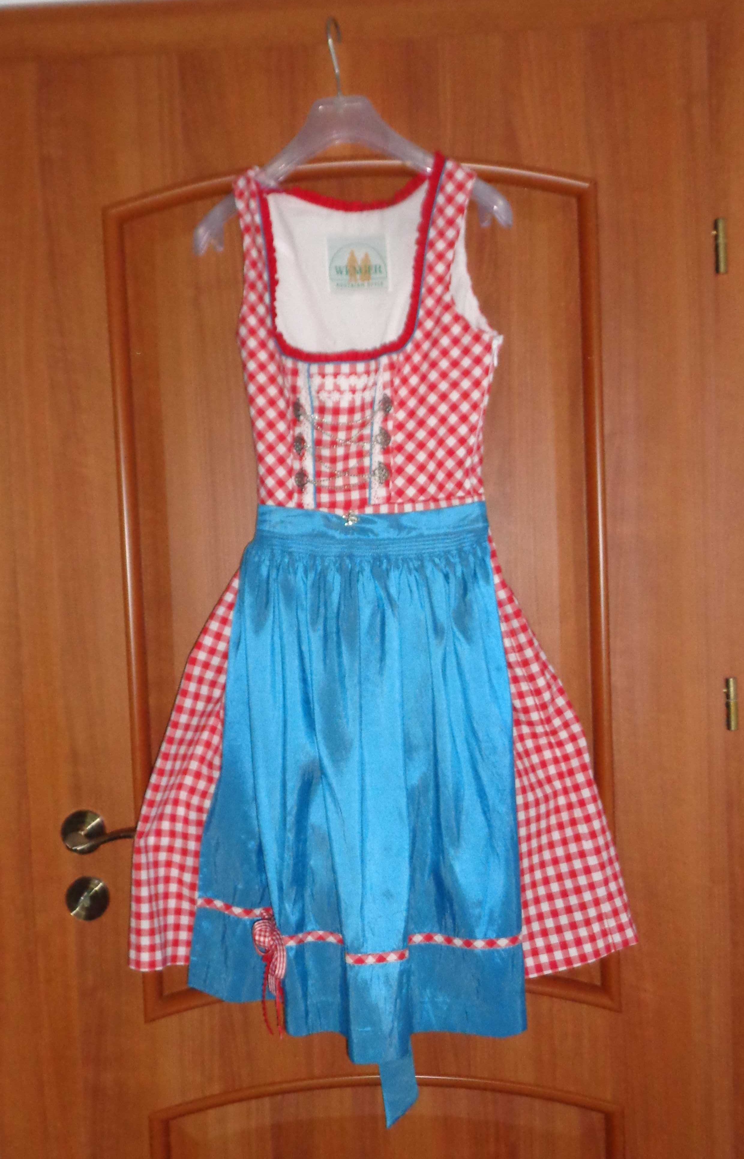 Costum/ sarafan bavarez/ tirolez cu sort pentru Oktoberfest marimea 34