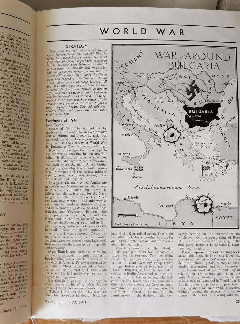 Списание TIME от 1941 г. с Цар Борис III на корицата