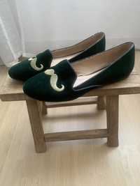 Pantofi zara catifea verde 38
