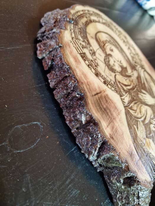 Icoana portret gravat lemn handmade personalizări cadouri marturii