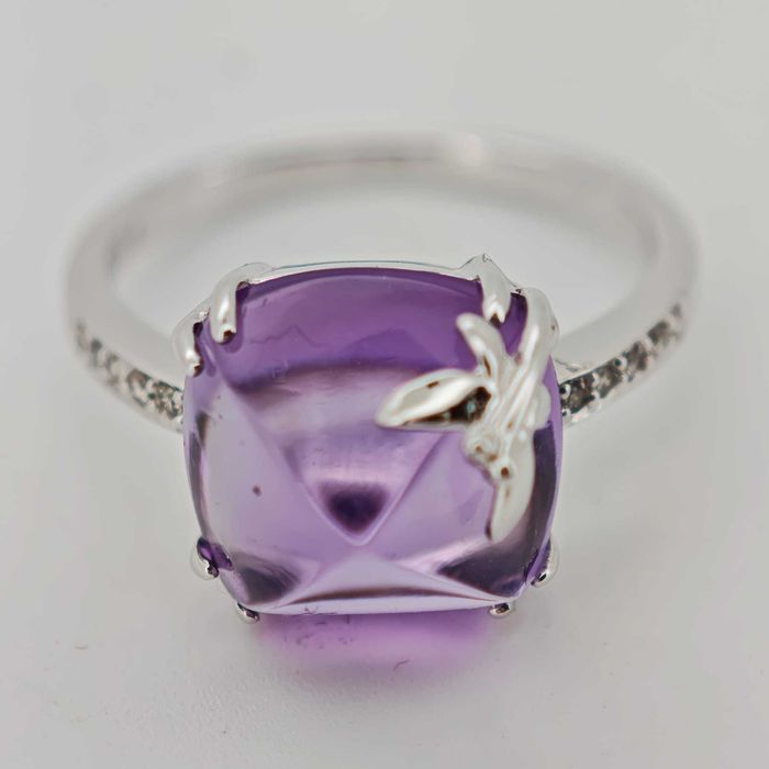 Inel aur 18k cu ametist si diamante