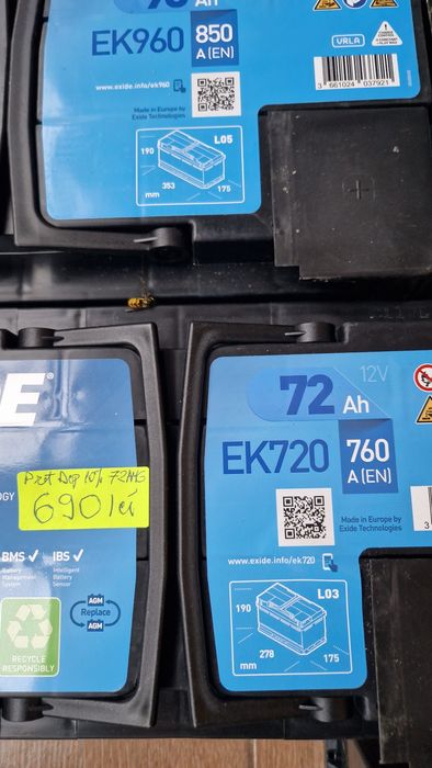 Baterii baterie acumulatori auto Noi și Sh la  cel mai bun preț .72 ah