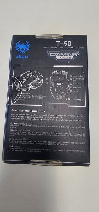 Mouse Gaming Zelotes T-90 LED – 9200 DPI, 8 Butoane Programabile