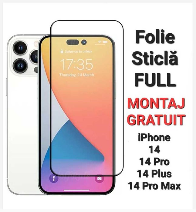 Folie Sticla Full iPhone 16 Plus 17 Air 16 Pro Max 15 14