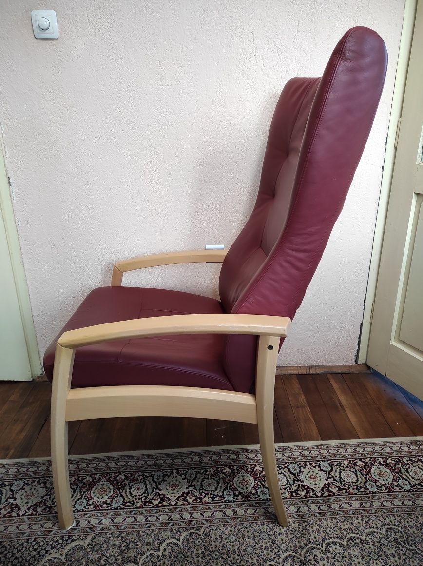 Farstrup Скандинавско кожено релакс кресло/ стол / фотьойл