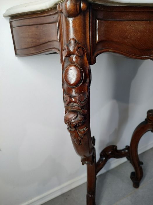 Consolă veche stil Victorian din lemn masiv cu blat din marmura