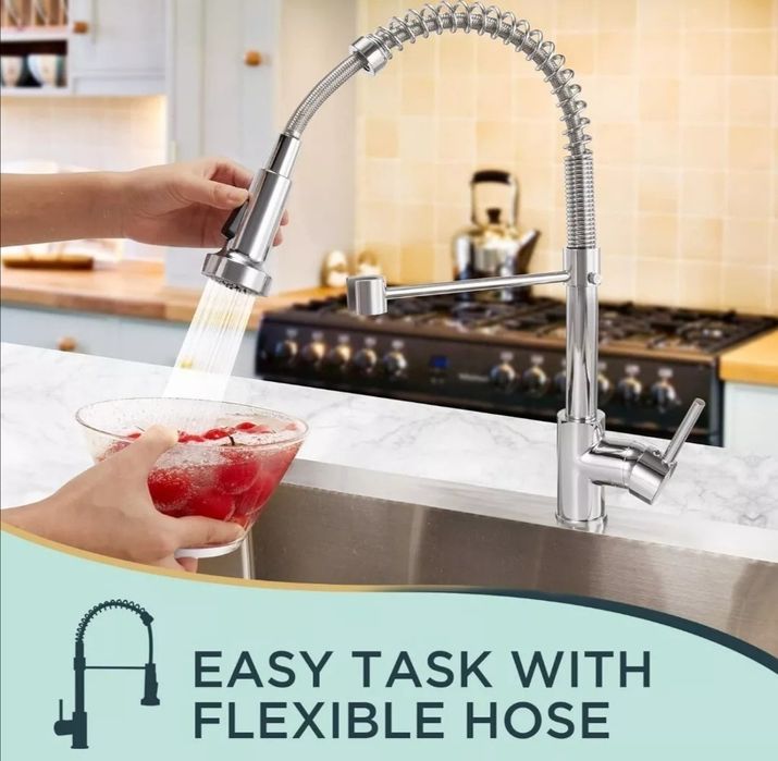 Черен и Сребрист смесител за кухня