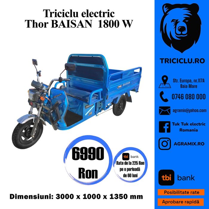 Thor Baisan 1800 w triciclu electric NOU Agramix
