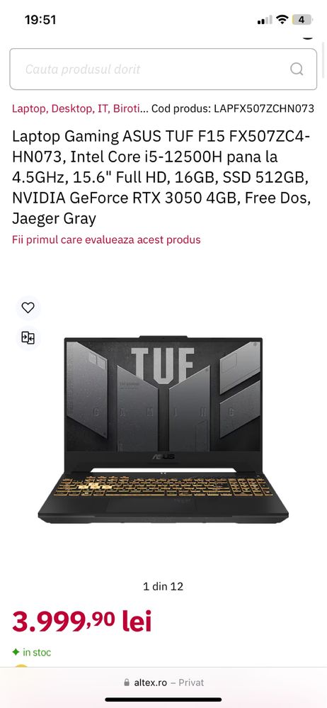 Asus Tuf F15 Gaming Laptop