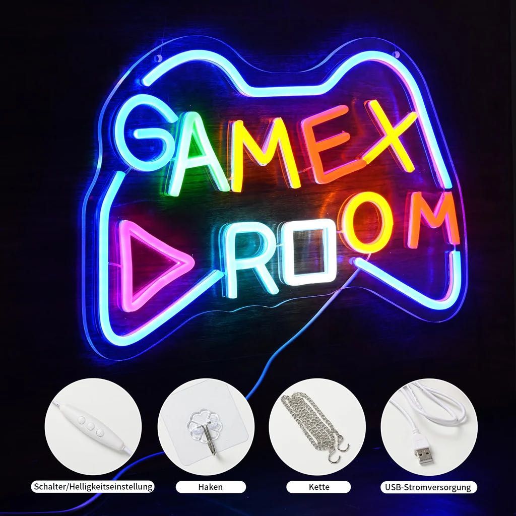 LED неонова табела Game room, "Open, Music