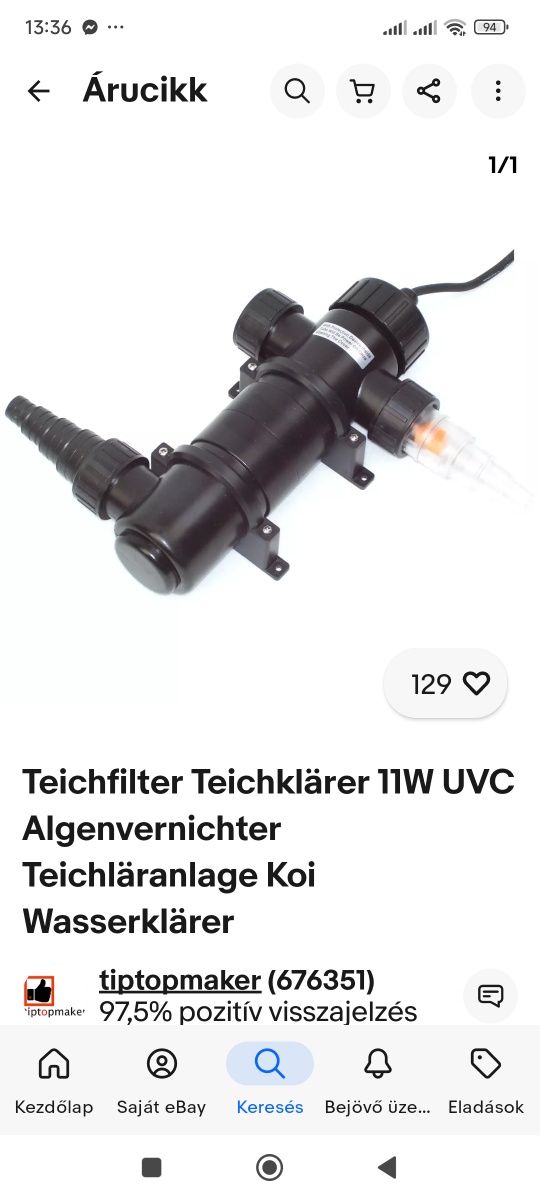 Filtru iaz UVC 11 watt