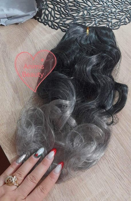 Extensii de par ondulate, 5 clipsuri, diverse culori, NOI, 60 cm