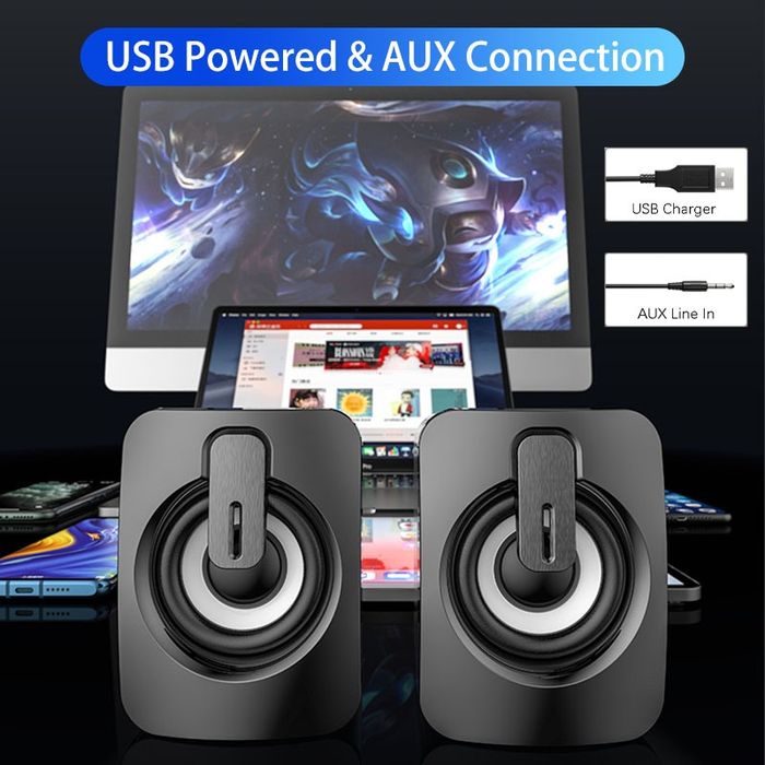 Set Boxe Mini PC Laptop cu alimentare pe USB și volum pe fir