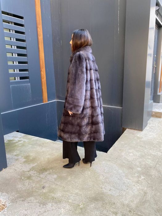 Норка шуба графит