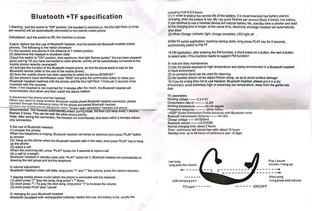 Слушалки Bluetooth Sport FM Plus (Нови)