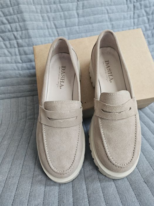 Mocasini piele intoarsa bej Dasha 40