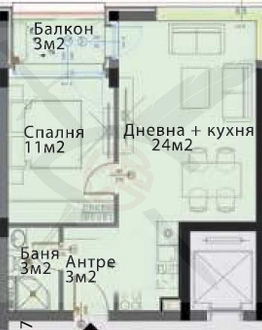 Двустаен апартамент в ж.к. Модерно предградие № 991-28959