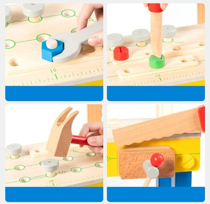 Atelier cu banc de lucru pentru copii, 40 piese din lemn