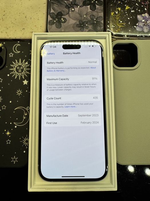 iPhone 15 Green 128 GB full box, huse, folie noua, 91% baterie