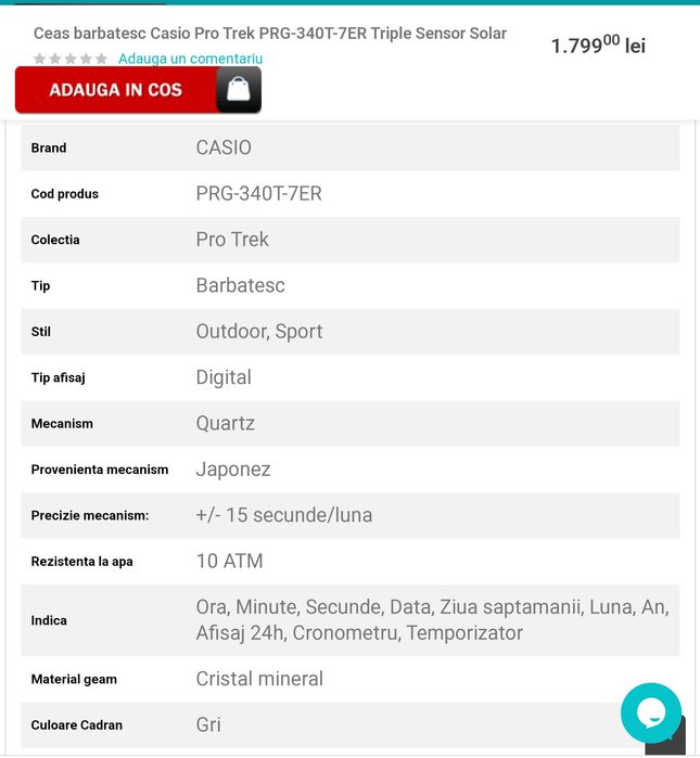 Casio Pro-Trek sensor solar